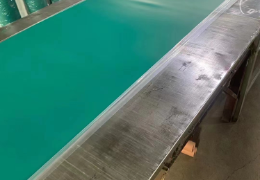 Matte ESD green mat under production